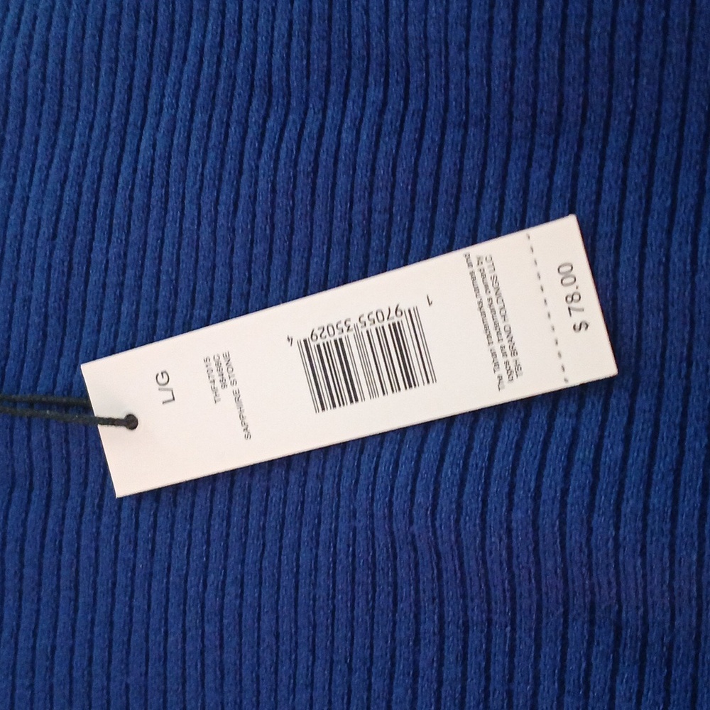 Blue Sweater with Gold Studded Sleeves TAHARI LARGE BNWT - Picture 2 of 8